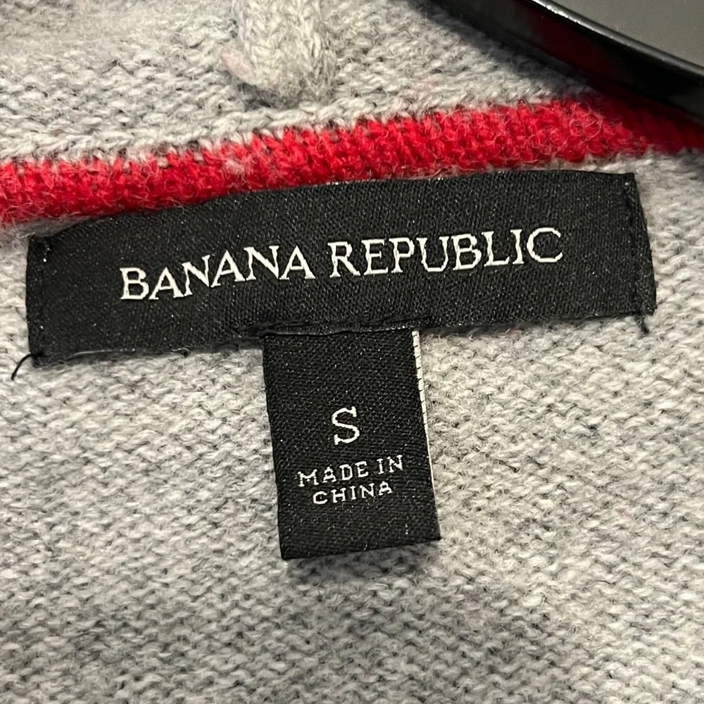 BANANA REPUBLIC Mens Extra Fine Merino Wool Blend Alpine Hooded Full Zip Sweater